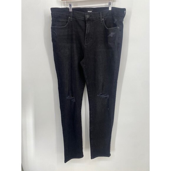 Hudson Mens SIZE 40 INSEAM 32" DISTRESS Faded Black Ace Skinny Denim Jeans